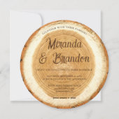 Rustic Wood Slice Wedding Invitation Kaart (Voorkant)