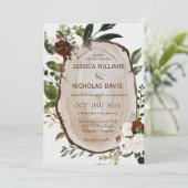Rustic Wood Slice Wedding Invitation Kaart (Staand voorkant)