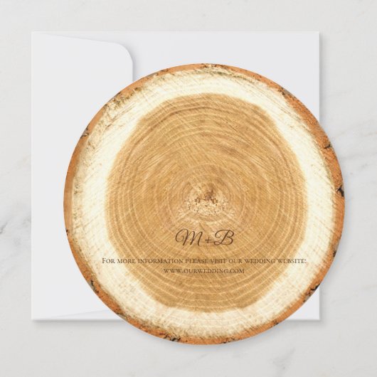 Rustic Wood Slice Wedding Invitation Kaart (Achterkant)