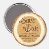 Rustic Wood Slice Wedding Save the Date Magneet (Voorkant / Achterkant)