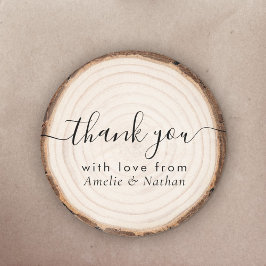 Rustic Wood Slice Wedding Thank You Ronde Sticker