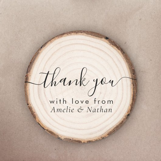 Rustic Wood Slice Wedding Thank You Ronde Sticker