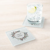 RUSTIC WOOD SLICE WILD FLORAL EUCALYPTUS PINKEN GLAZEN ONDERZETTER (Schuin)