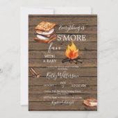 Rustic Wood S'more Fun Baby shower Invitation Kaart (Voorkant)