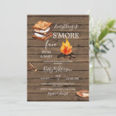 Rustic Wood S'more Fun Baby shower Invitation Kaart (Staand voorkant)