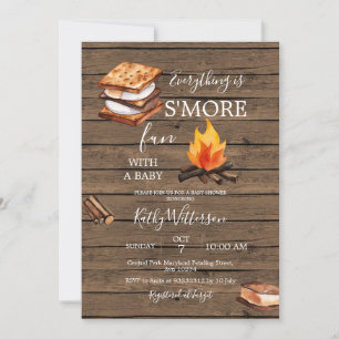Rustic Wood S'more Fun Baby shower Invitation Kaart