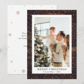 Rustic Wood Snow-fotografie met kerstkaarten Feestdagenkaart (Voorkant / Achterkant)