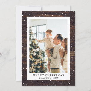 Rustic Wood Snow-fotografie met kerstkaarten Feestdagenkaart