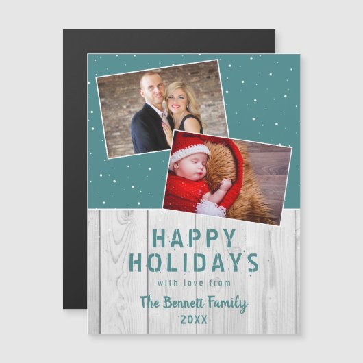 Rustic Wood Snow Holiday 2 Foto Collage (Voorkant / Achterkant)