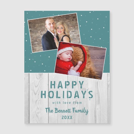 Rustic Wood Snow Holiday 2 Foto Collage (Voorkant)