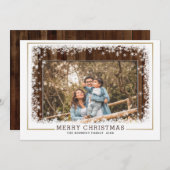 Rustic Wood Snowflake Familie Foto Kerstmis Feestdagenkaart (Voorkant / Achterkant)