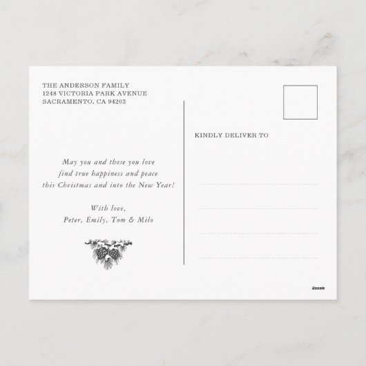 Rustic Wood Snowflake Foto Collage Feestdagenkaart (Achterkant)