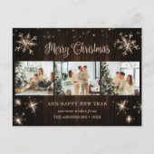 Rustic Wood Snowflake Foto Collage Feestdagenkaart (Voorkant)