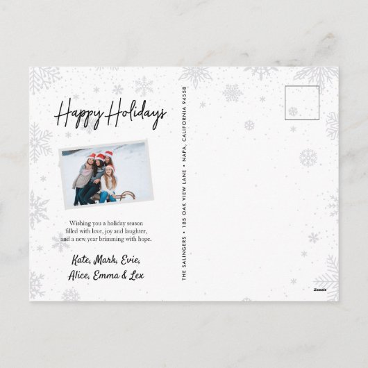 Rustic Wood Snowflake Foto Collage Feestdagenkaart (Achterkant)