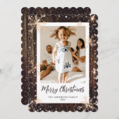 Rustic Wood Snowflake Foto Vrolijke Kerst Kaart (Voorkant / Achterkant)