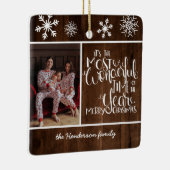 Rustic Wood Snowflake Geweldige tijd Keramisch Ornament (Rechts)