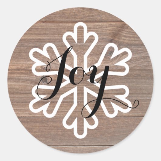 Rustic Wood Snowflake Joy - Circle Sticker (Voorkant)