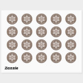 Rustic Wood Snowflake kerstenvelop Ronde Sticker (Vel)