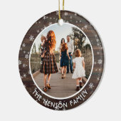 Rustic Wood Snowflake - kerstfamilie Foto Keramisch Ornament (Links)