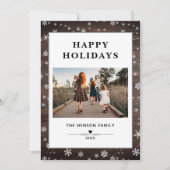 Rustic Wood Snowflake Merry kerstfoto Holida Feestdagenkaart (Voorkant)