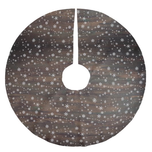 Rustic Wood Snowflake Pattern Kerstboom Rok (Voorkant)