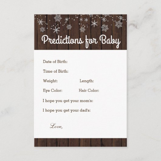 Rustic Wood Snowflake Predictions and Advice Kaart (Voorkant)