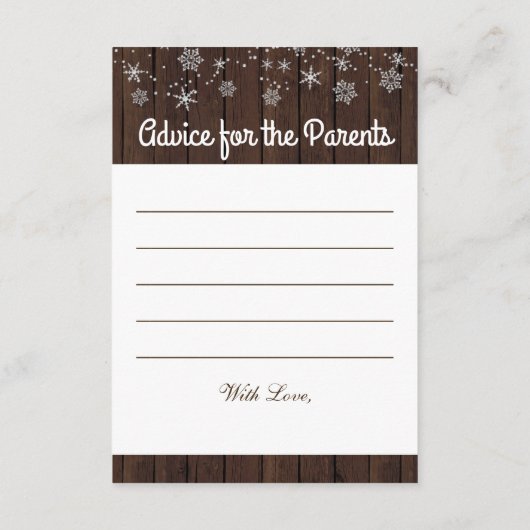 Rustic Wood Snowflake Predictions and Advice Kaart (Achterkant)