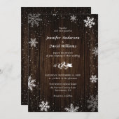 Rustic Wood Snowflake Winter Huwelijksuitnodiginge Kaart (Voorkant / Achterkant)