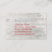 Rustic Wood Snowflakes Feestelijke Rode Script Kortingskaartje (Achterkant)