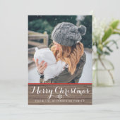 Rustic Wood Snowflakes Foto Kaart (Staand voorkant)