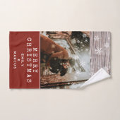 Rustic Wood Snowflakes Fotokerstmis Handdoek (Handdoek)