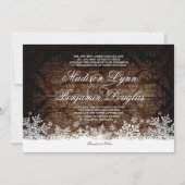 Rustic Wood Snowflakes Winter Wedding Invitations Kaart (Voorkant)