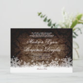Rustic Wood Snowflakes Winter Wedding Invitations Kaart (Staand voorkant)