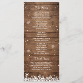 Rustic Wood Snowflakes Winter Wedding Programme Programmakaart (Achterkant)