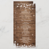 Rustic Wood Snowflakes Winter Wedding Programme Programmakaart (Voorkant / Achterkant)