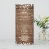 Rustic Wood Snowflakes Winter Wedding Programme Programmakaart (Staand voorkant)