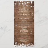 Rustic Wood Snowflakes Winter Wedding Programme Programmakaart (Voorkant)