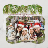 Rustic Wood Snowman Lijst Fancy cut Foto Feestdagenkaart (Voorkant / Achterkant)