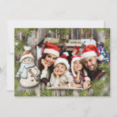 Rustic Wood Snowman Lijst met tekst op achterfoto Feestdagenkaart (Voorkant)