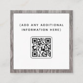 Rustic Wood Social Media Manager Qr Code Elegant Vierkante Visitekaartje (Achterkant)