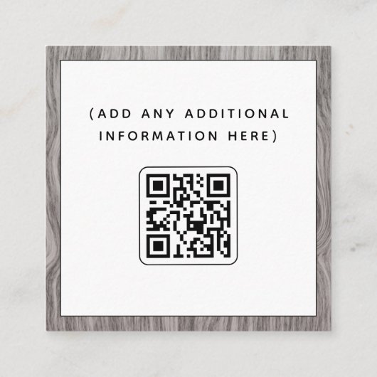 Rustic Wood Social Media Manager Qr Code Elegant Vierkante Visitekaartje (Achterkant)