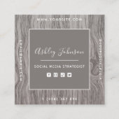 Rustic Wood Social Media Manager Qr Code Elegant Vierkante Visitekaartje (Voorkant)