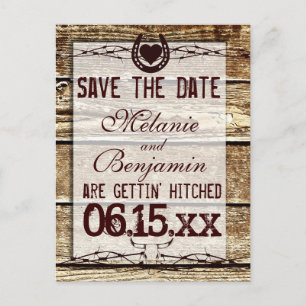 Rustic Wood sparen de Datum die GeHitd Briefkaart 