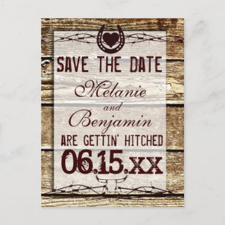 Rustic Wood sparen de Datum die GeHitd Briefkaart 