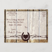 Rustic Wood sparen de Datum die GeHitd Briefkaart  (Achterkant)