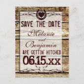 Rustic Wood sparen de Datum die GeHitd Briefkaart (Voorkant)