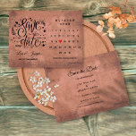 Rustic Wood Sparen de Datum Rode Liefde van de Lie Aankondigingskaart<br><div class="desc">Deze boho slaat de datumkaart op met een kalender en een rood liefdeshart dat uw speciale datum benadrukt op een rustige houtachtergrond. Het omgekeerde heeft extra sparen de datumdetails, met inbegrip van uw adres van de trouwwebsite. Ontworpen door deze notme© ***OM HET HART NAAR UW SPECIALE DATUM TE BEWEGEN, KIJK...</div>