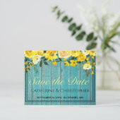 Rustic Wood Sparen de Datum Roos Floral Aankondigi Briefkaart (Staand voorkant)