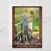 Rustic Wood Sparen de Foto van het Verloving van d Kaart (Voorkant)