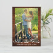 Rustic Wood Sparen de Foto van het Verloving van d Kaart (Staand voorkant)